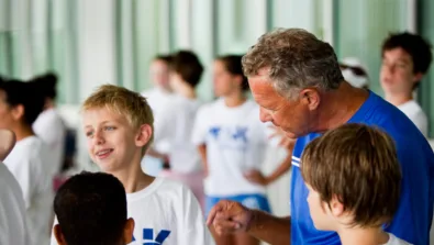 Peak Performance Swim Camp Coach Nick Baker Instructs Swimmers