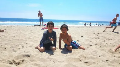 Malibu Tennis Boys On Beach Smiling