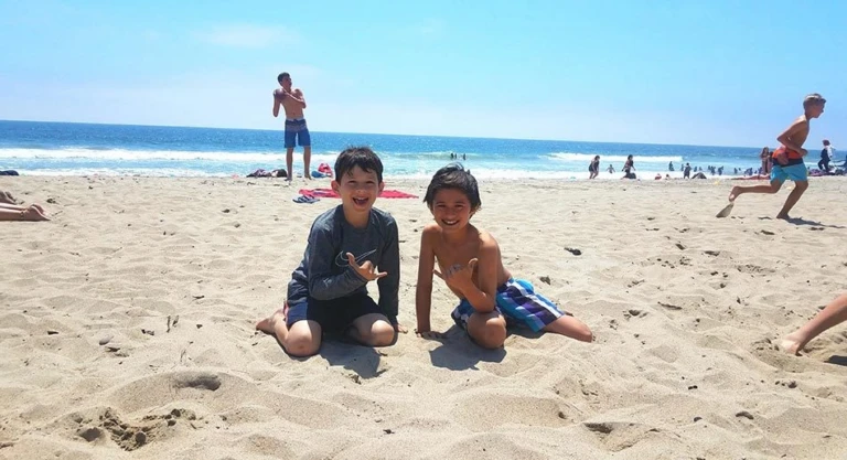 Malibu Tennis Boys On Beach Smiling