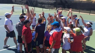 Santa Cruz Adult Tennis Camp Group Huddle