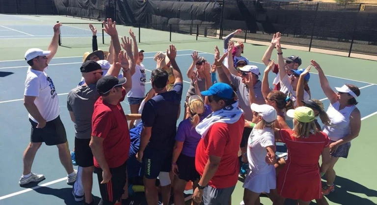 Santa Cruz Adult Tennis Camp Group Huddle