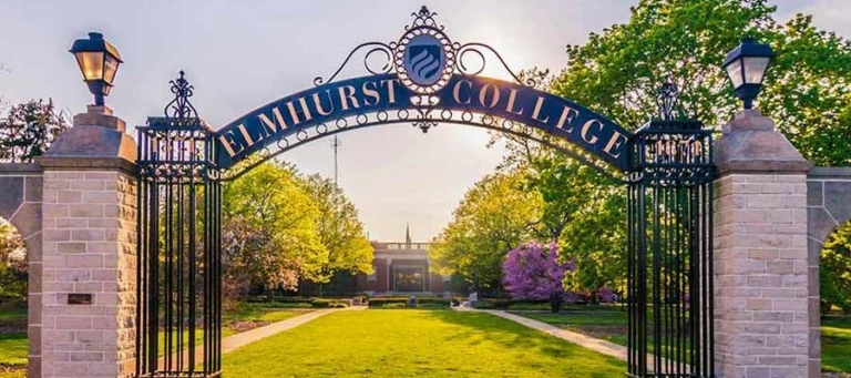 Elmhurst college front entrance sign