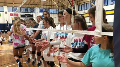 Webster university volleyball high five