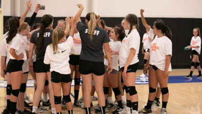 Jessup Volleyball Group Huddle
