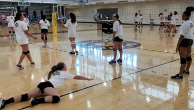 Volleyball Player Practicing Pancake