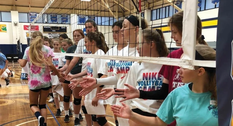 Webster university volleyball high five