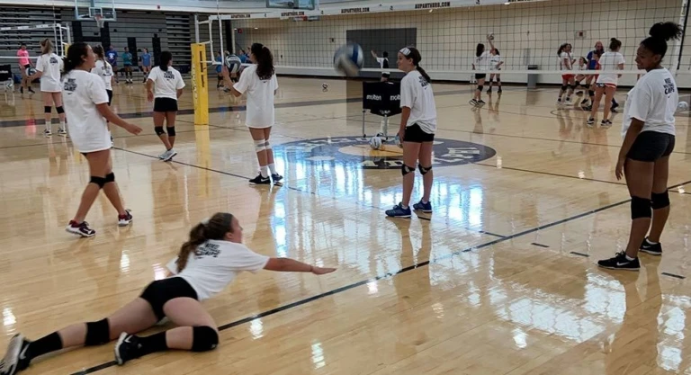 Volleyball Player Practicing Pancake