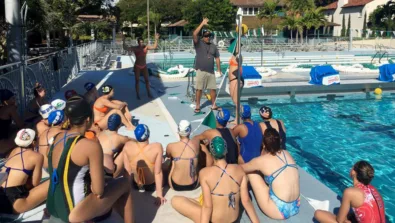 Small Group Instruction At Water Polo Camp