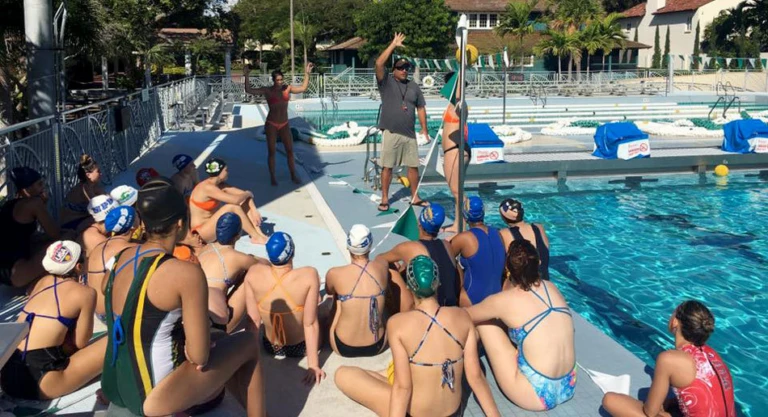 Small Group Instruction At Water Polo Camp