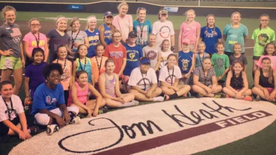 Nike Softball Campers gather for group picture at Oklahoma Christian University