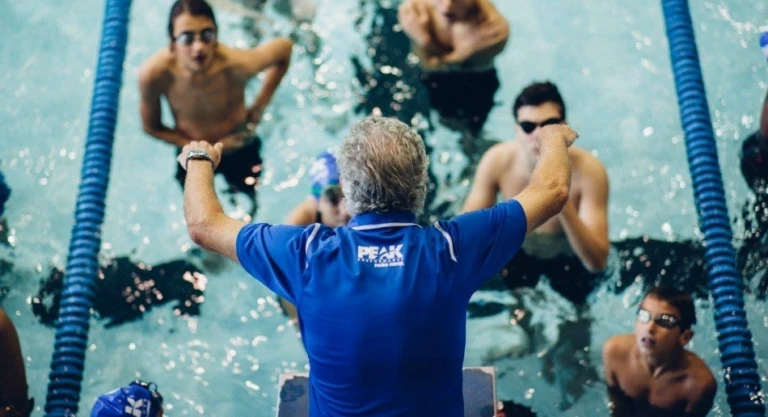 Peak Performance Swim Camp Coach Baker Coaching Them Up