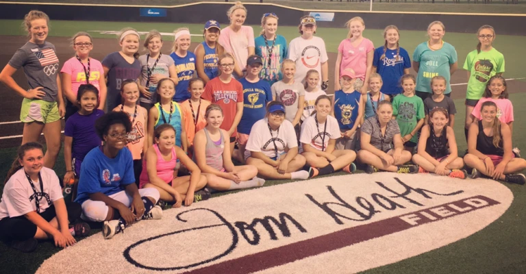 Nike Softball Campers gather for group picture at Oklahoma Christian University